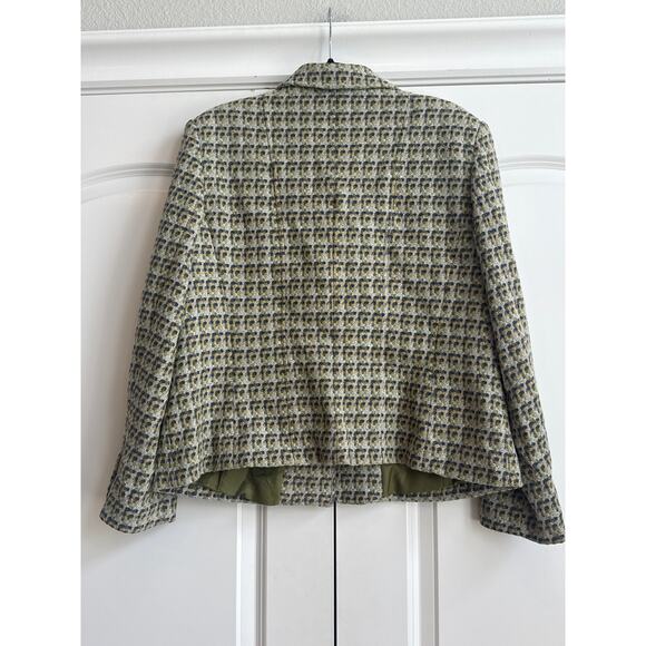 Talbots Petites Size 14P Green/ Blue Tweed Wool Blend 3 Button 90s, Y2K Blazer - Picture 3 of 11